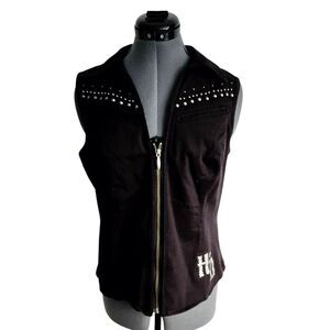 Harley Davidson Studded Jean Vest Jacket Size‎ L